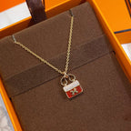 ??MIRA?¡¥CONSTANCE RED PEDANT PINK GOLD NECKLACE