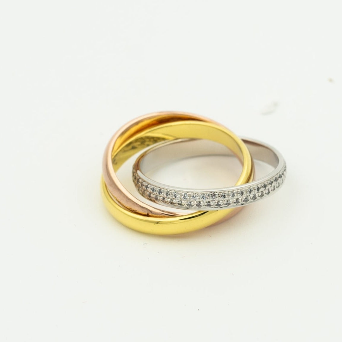 ??MIRA?¡¥TRINITY RING GOLD PINK GOLD SILVER DIAMONDS