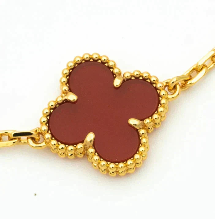 [MIRA]New  CLOVER 5 MOTIF RED CORNELIAN BRACELET COLLECTION