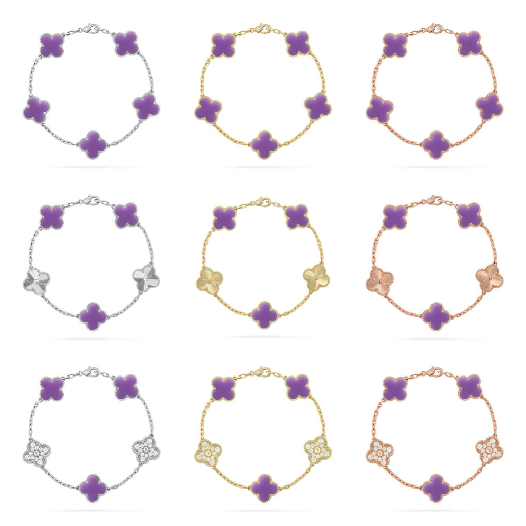 [MIRA]New CLOVER 5 MOTIF LIGHT PURPLE BRACELET COLLECTION