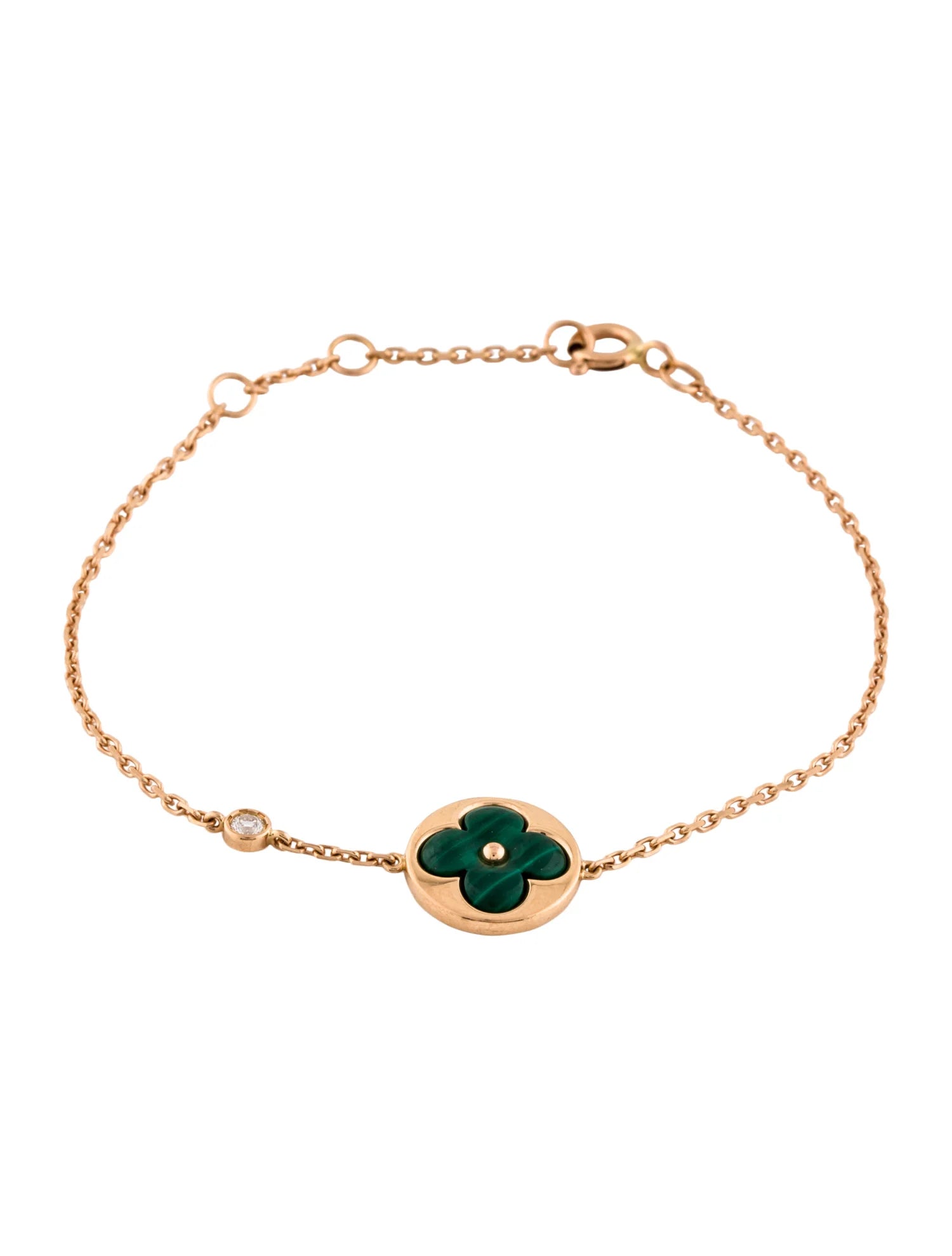 ??MIRA?¡¥SUN MALACHITE 1 DIAMOND PINK GOLD BRACELET