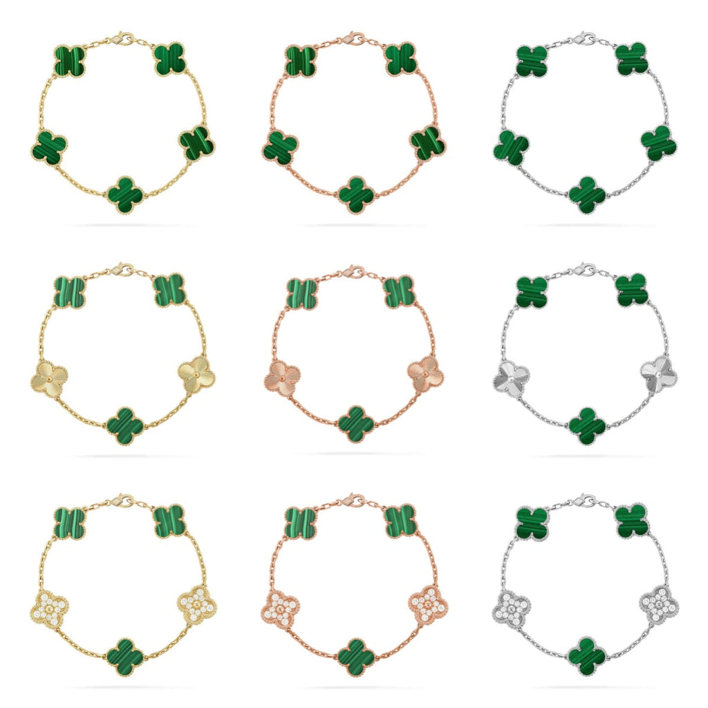 [MIRA]New  CLOVER 5 MOTIF MALACHITE BRACELET COLLECTION