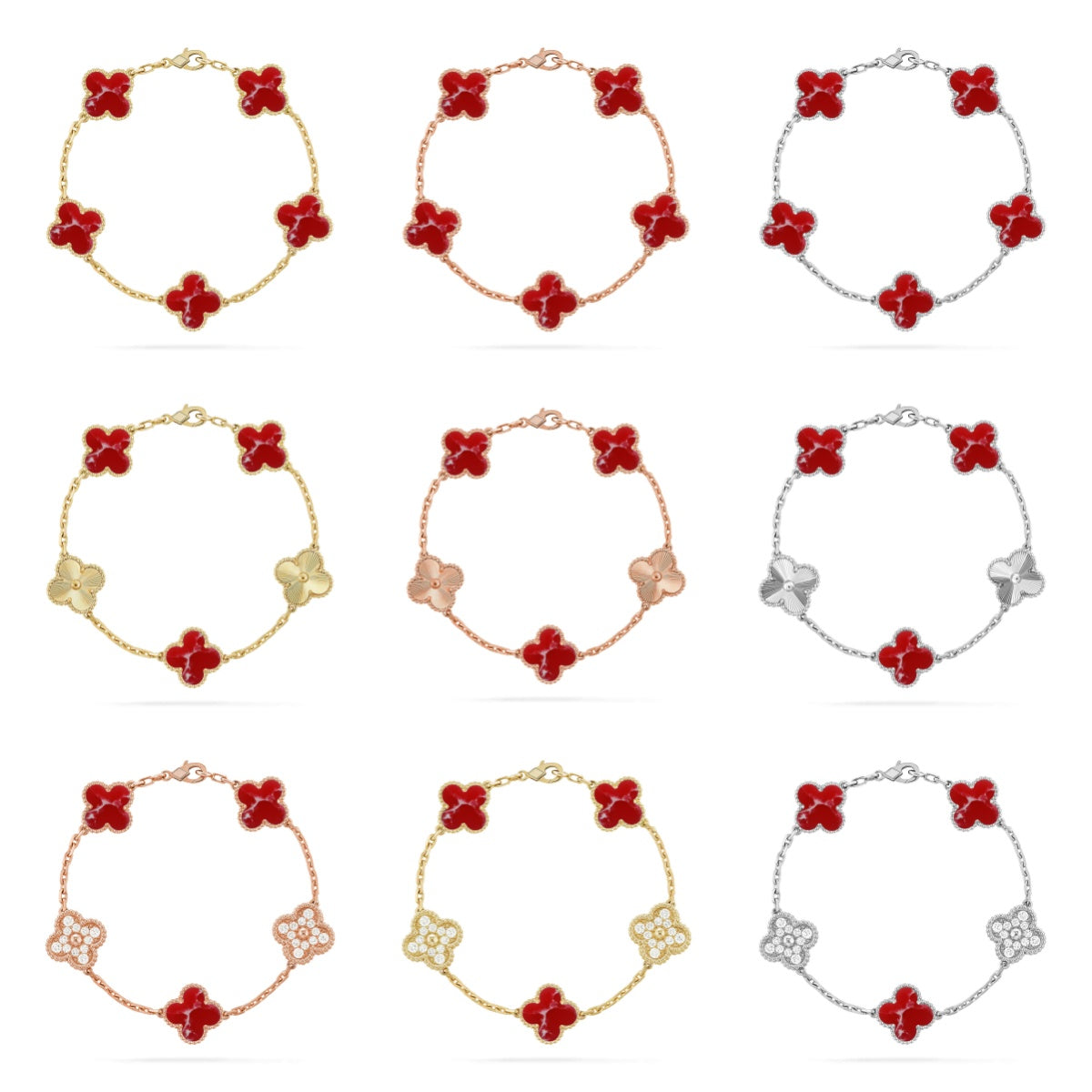 [MIRA]New CLOVER 5 MOTIF RED PATTERN BRACELET COLLECTION