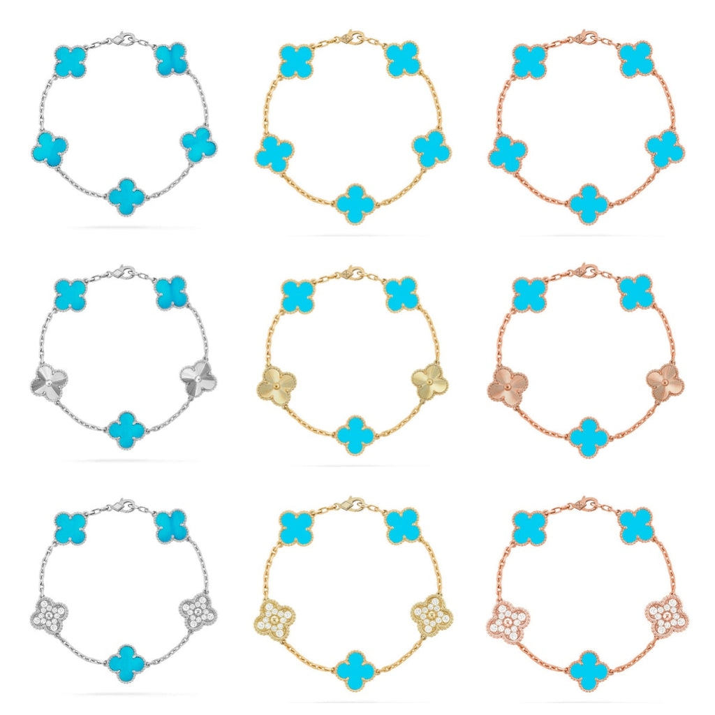 [MIRA]New  CLOVER 5 MOTIF TURQUOISE BRACELET COLLECTION