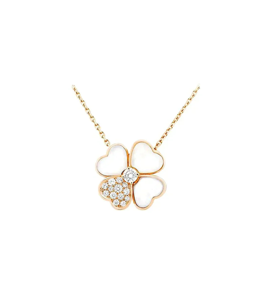 ??MIRA?¡¥CLOVER MOP DIAMOND ROSE GOLD NECKLACE