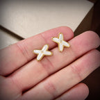 ??MIRA?¡¥JEUX DE WHITE MOP GOLD DIAMOND EARRINGS
