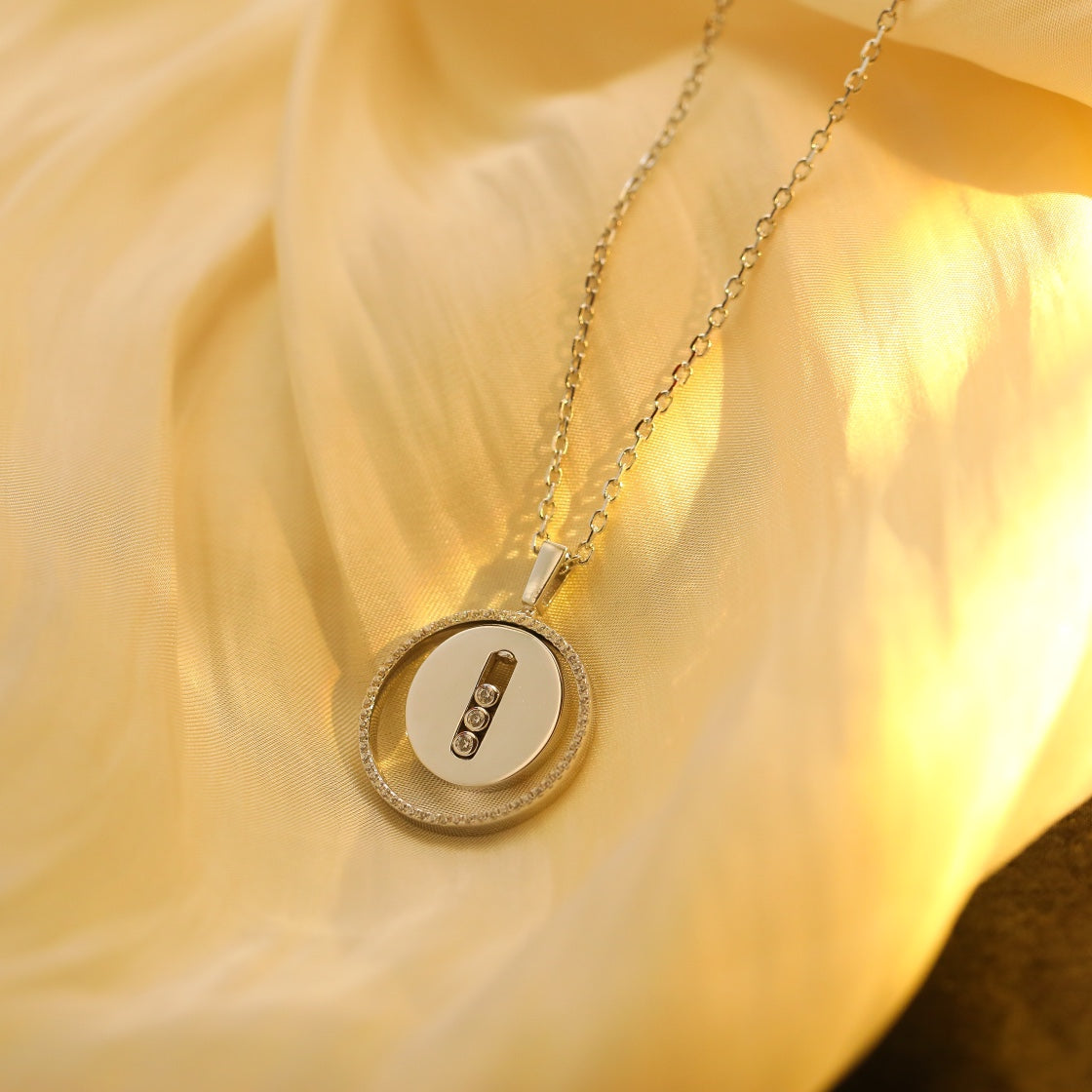 [MIRA]  MOVE MM SILVER DIAMOND NECKLACE