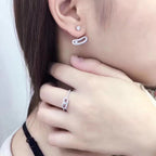 [MIRA] MOVE UNO SILVER DIAMOND EARRINGS