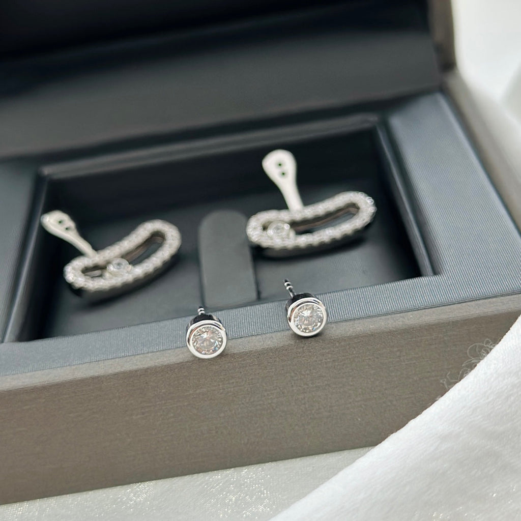 [MIRA] MOVE UNO SILVER DIAMOND EARRINGS