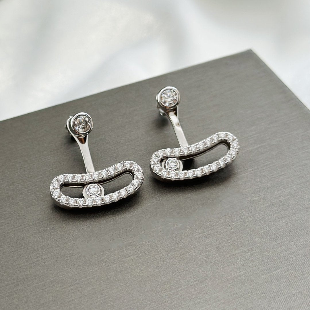 [MIRA] MOVE UNO SILVER DIAMOND EARRINGS