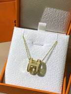 ??MIRA?¡¥HM CLIC YELLOW ENAMEL GOLD NECKLACE
