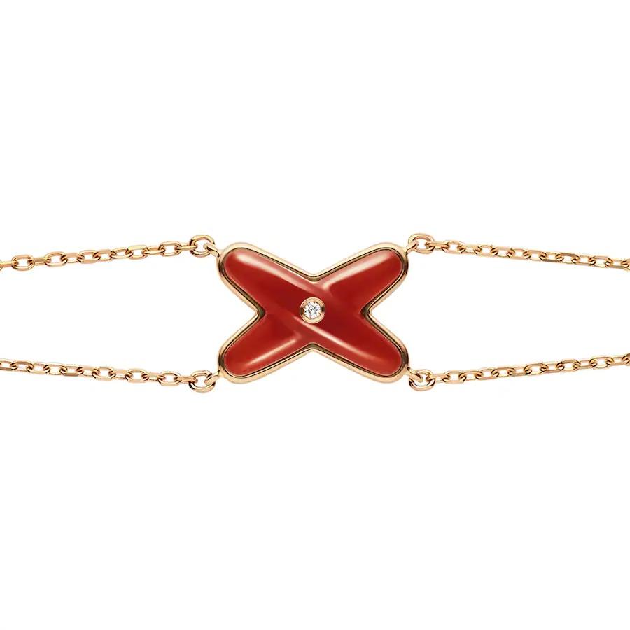 ??MIRA?¡¥JEUX BRACELET CARNELIAN PINK GOLD 1 DIAMOND