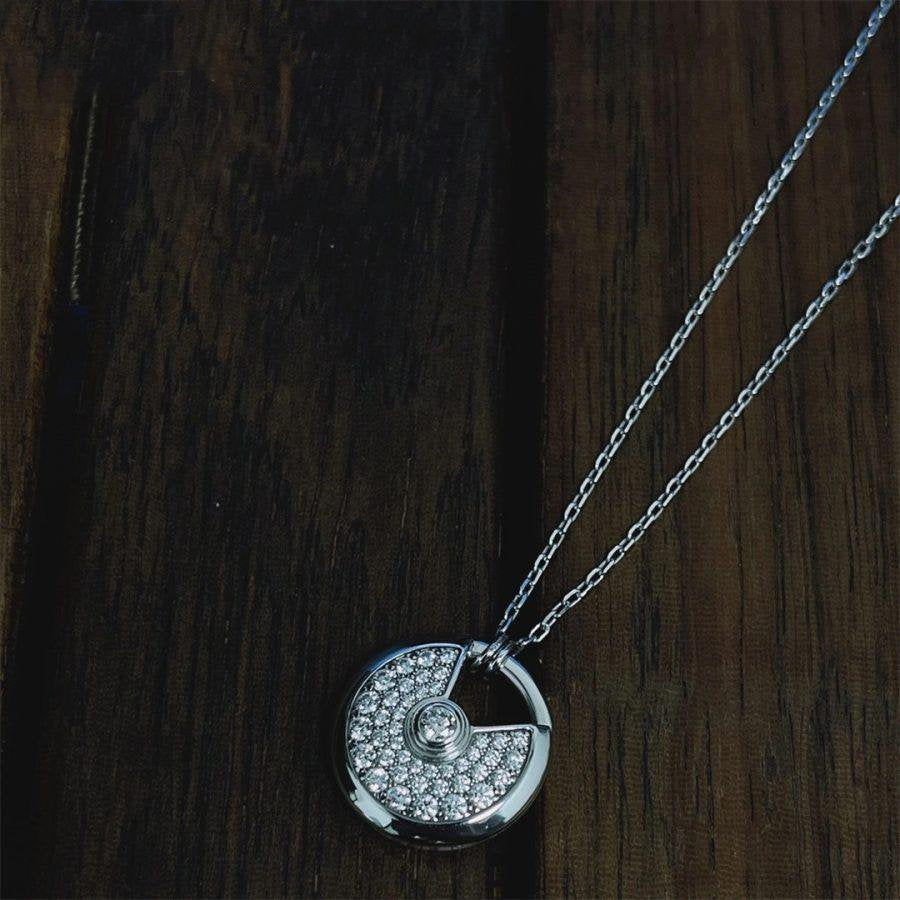 ??MIRA?¡¥AMULETTE SILVER FULL DIAMOND NECKLACE