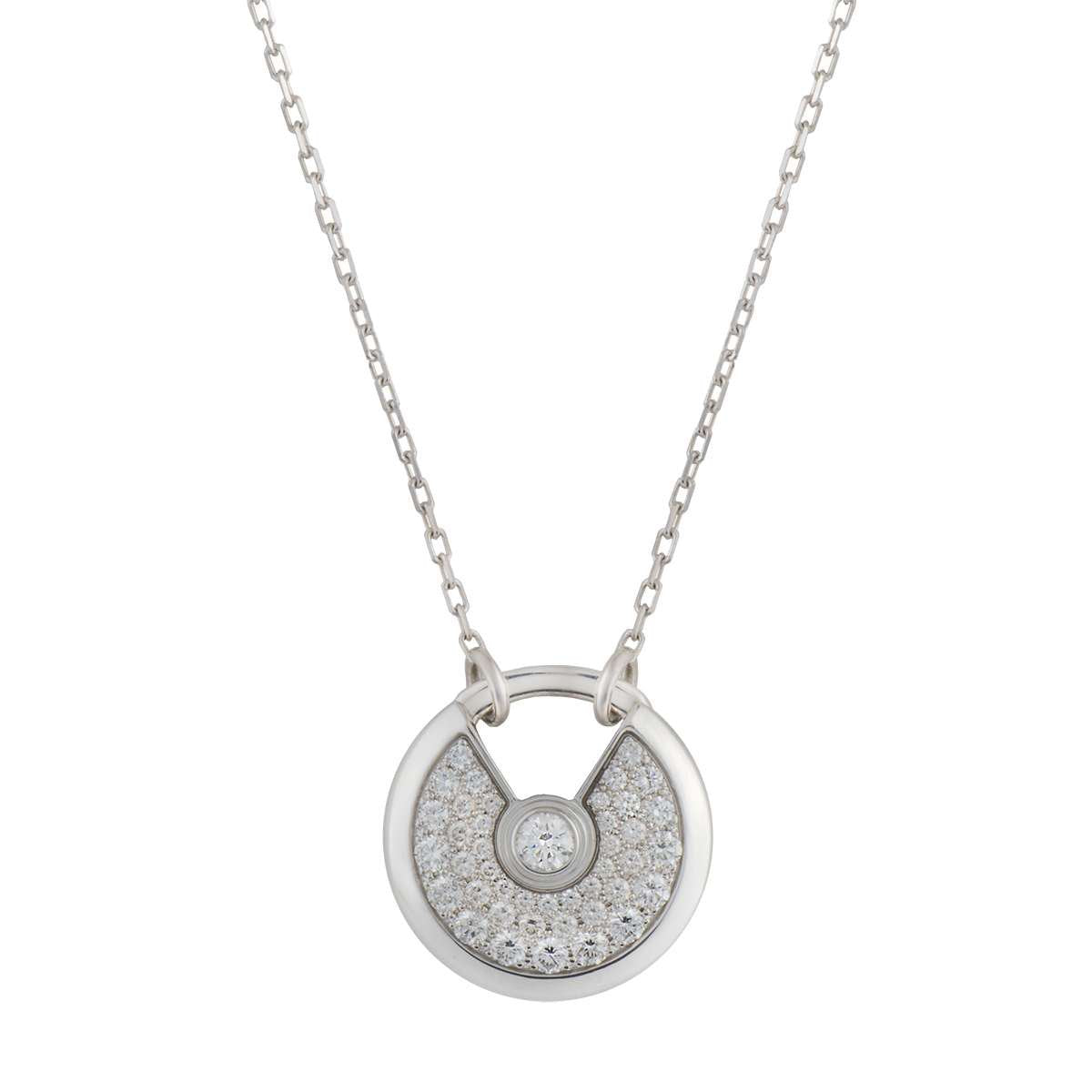 ??MIRA?¡¥AMULETTE SILVER FULL DIAMOND NECKLACE