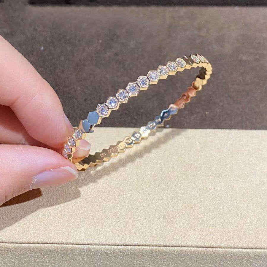 ??MIRA?¡¥BEE LOVE GOLD BRACELET FULL DIAMOND