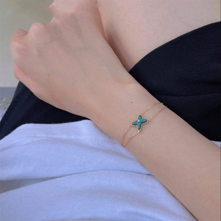 ??MIRA?¡¥JEUX BRACELET MALACHITE PINK GOLD 1 DIAMOND