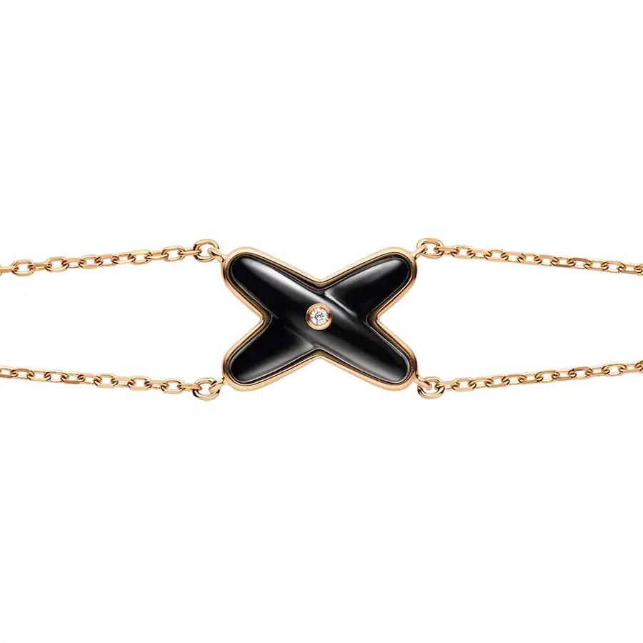 ??MIRA?¡¥JEUX BRACELET ONYX PINK GOLD 1 DIAMOND