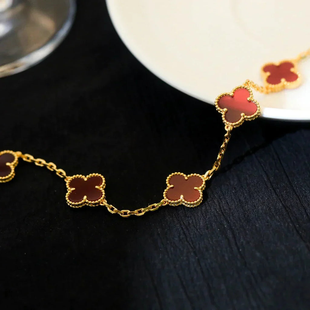 [MIRA]New  CLOVER 5 MOTIF RED CORNELIAN BRACELET COLLECTION
