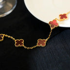 [MIRA]New  CLOVER 5 MOTIF RED CORNELIAN BRACELET COLLECTION