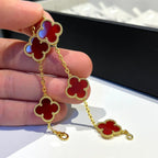 [MIRA]New  CLOVER 5 MOTIF RED CORNELIAN BRACELET COLLECTION