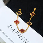 [MIRA]New  CLOVER 5 MOTIF RED CORNELIAN BRACELET COLLECTION