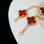 [MIRA]New  CLOVER 5 MOTIF RED CORNELIAN BRACELET COLLECTION