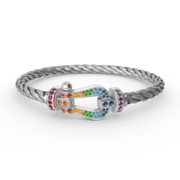 ??MIRA?¡¥FORC LARGE HORSESHOE  COLORED DIAMOND BRACELET SILVER