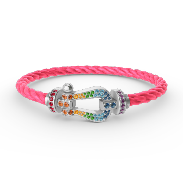 ??MIRA?¡¥FORC LARGE HORSESHOE  COLORED DIAMOND BRACELET SILVER