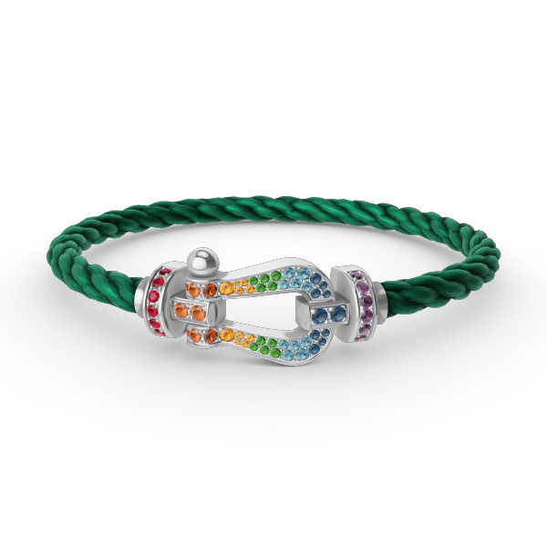 ??MIRA?¡¥FORC LARGE HORSESHOE  COLORED DIAMOND BRACELET SILVER