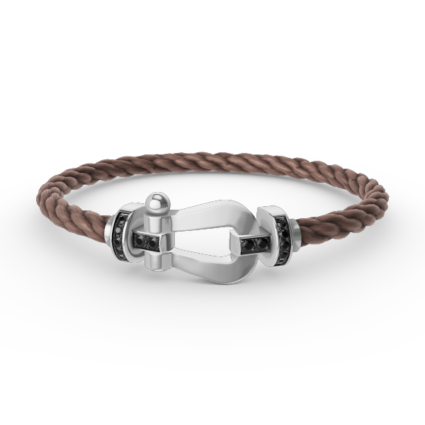 ??MIRA?¡¥FORCE LARGE HORSESHOE BLACK DIAMOND BRACELET SILVER