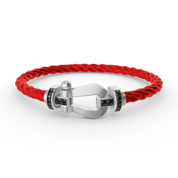 ??MIRA?¡¥FORCE LARGE HORSESHOE BLACK DIAMOND BRACELET SILVER