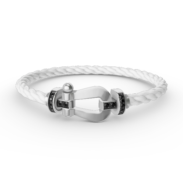 ??MIRA?¡¥FORCE LARGE HORSESHOE BLACK DIAMOND BRACELET SILVER