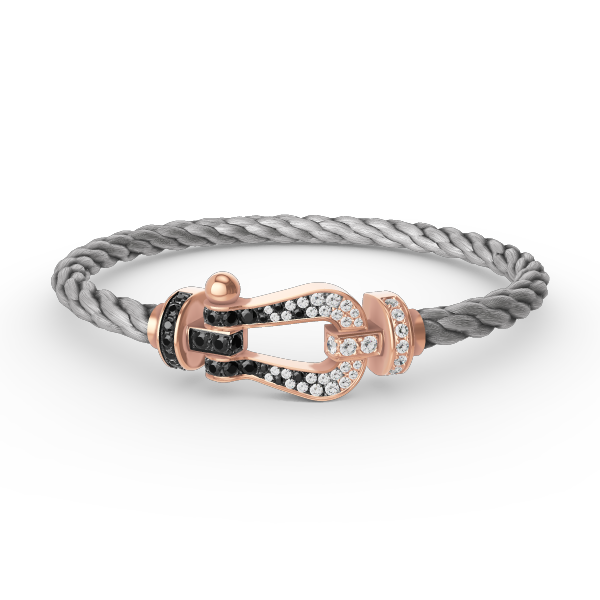 ??MIRA?¡¥FORCE LARGE HORSESHOE BLACK WHITE DIAMOND BRACELET ROSE GOLD