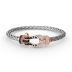 ??MIRA?¡¥FORCE LARGE HORSESHOE BLACK WHITE DIAMOND BRACELET ROSE GOLD