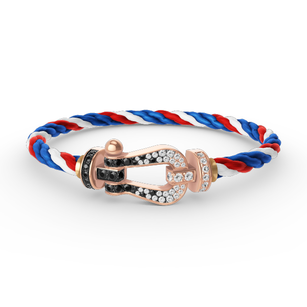 ??MIRA?¡¥FORCE LARGE HORSESHOE BLACK WHITE DIAMOND BRACELET ROSE GOLD