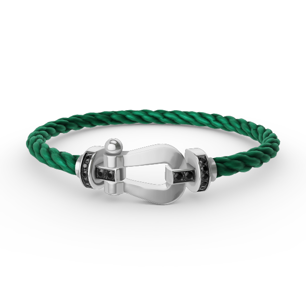??MIRA?¡¥FORCE LARGE HORSESHOE BLACK DIAMOND BRACELET SILVER