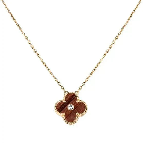 ??MIRA?¡¥CLOVER 15MM DIAMOND AND YELLOW TIGER'S EYE AGATE necklace