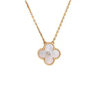 ??MIRA?¡¥CLOVER 15MM DIAMOND WHITE FRITILLARIA NECKLACE