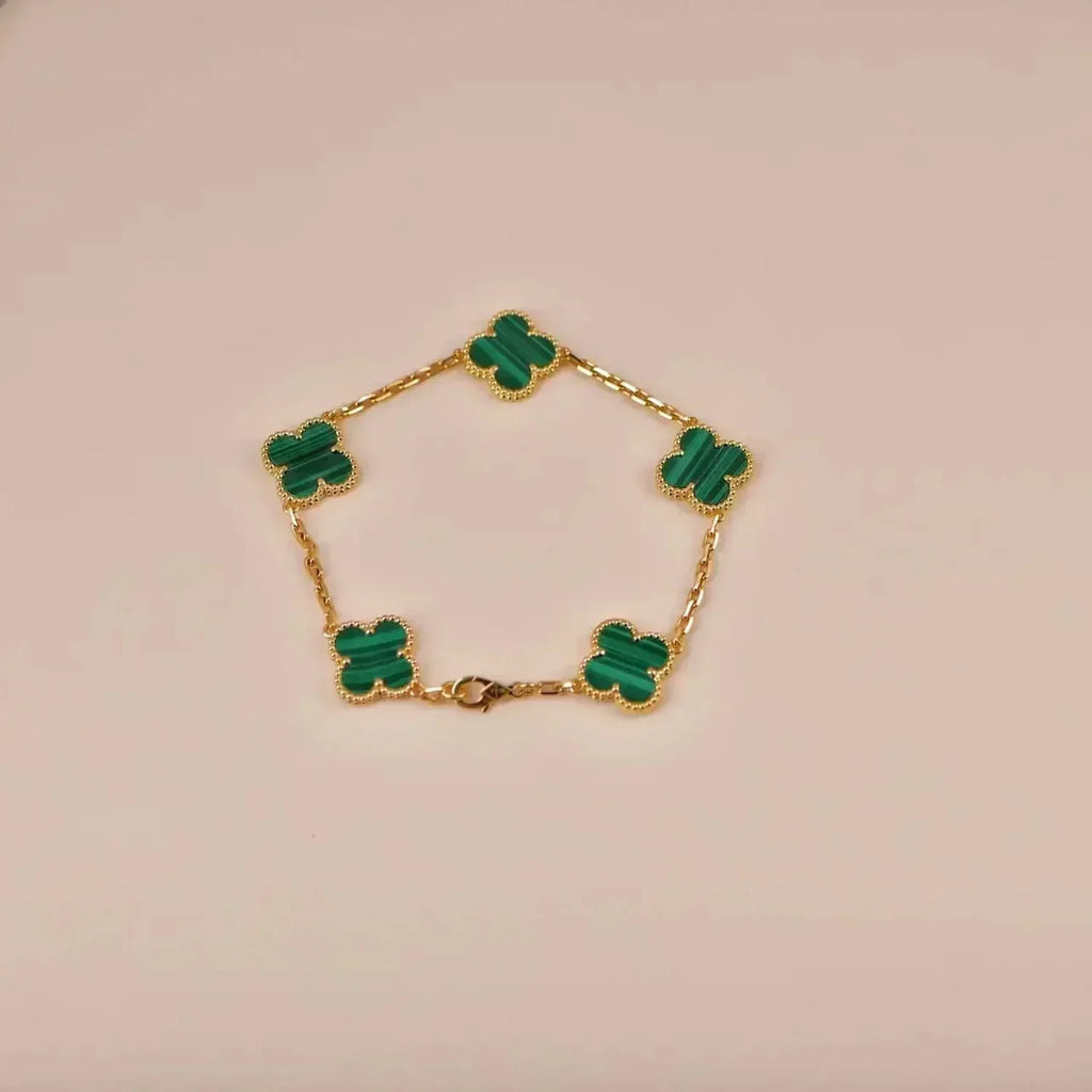 [MIRA]New  CLOVER 5 MOTIF MALACHITE BRACELET COLLECTION