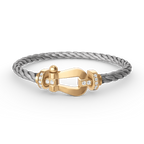 ??MIRA?¡¥FORCE LARGE HORSESHOE HALF DIAMOND BRACELET GOLD