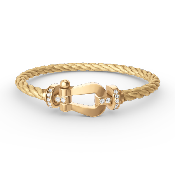 ??MIRA?¡¥FORCE LARGE HORSESHOE HALF DIAMOND BRACELET GOLD