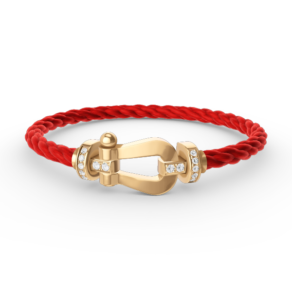 ??MIRA?¡¥FORCE LARGE HORSESHOE HALF DIAMOND BRACELET GOLD