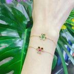 ??MIRA?¡¥FRIVOLE GOLD FLOWER PINK MALACHITE BRACELET