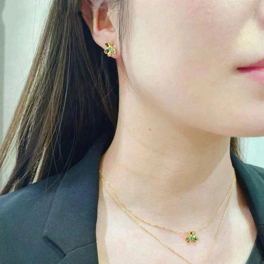 ??MIRA?¡¥FRIVOLE  FLOWER MALACHITE EARRINGS