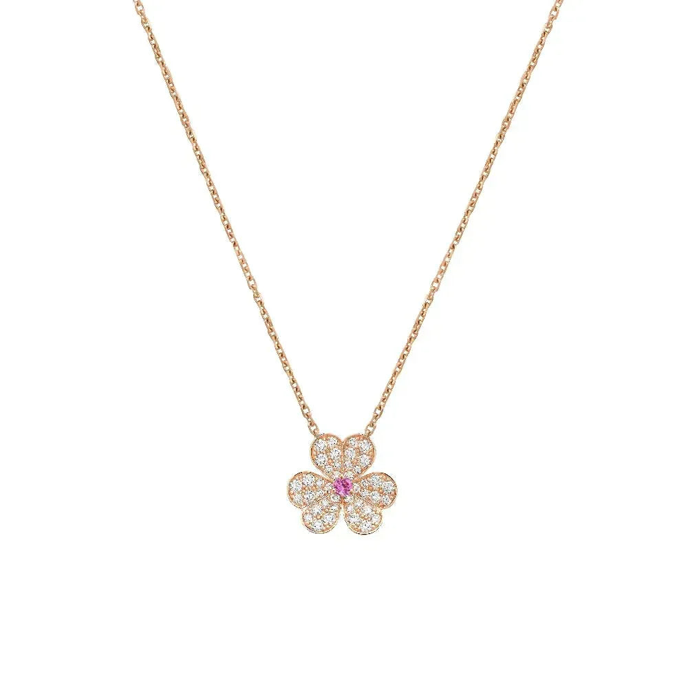 ??MIRA?¡¥FRIVOLE ROSE GOLD FLOWER DIAMOND NECKLACE
