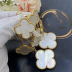 ??MIRA?¡¥CLOVER EARRINGS WHITE MOP 4 MOTIFS GOLD