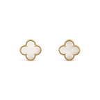 ??MIRA?¡¥CLOVER MEDIUM 1 MOTIFS  WHITE MOP STUD EARRINGS