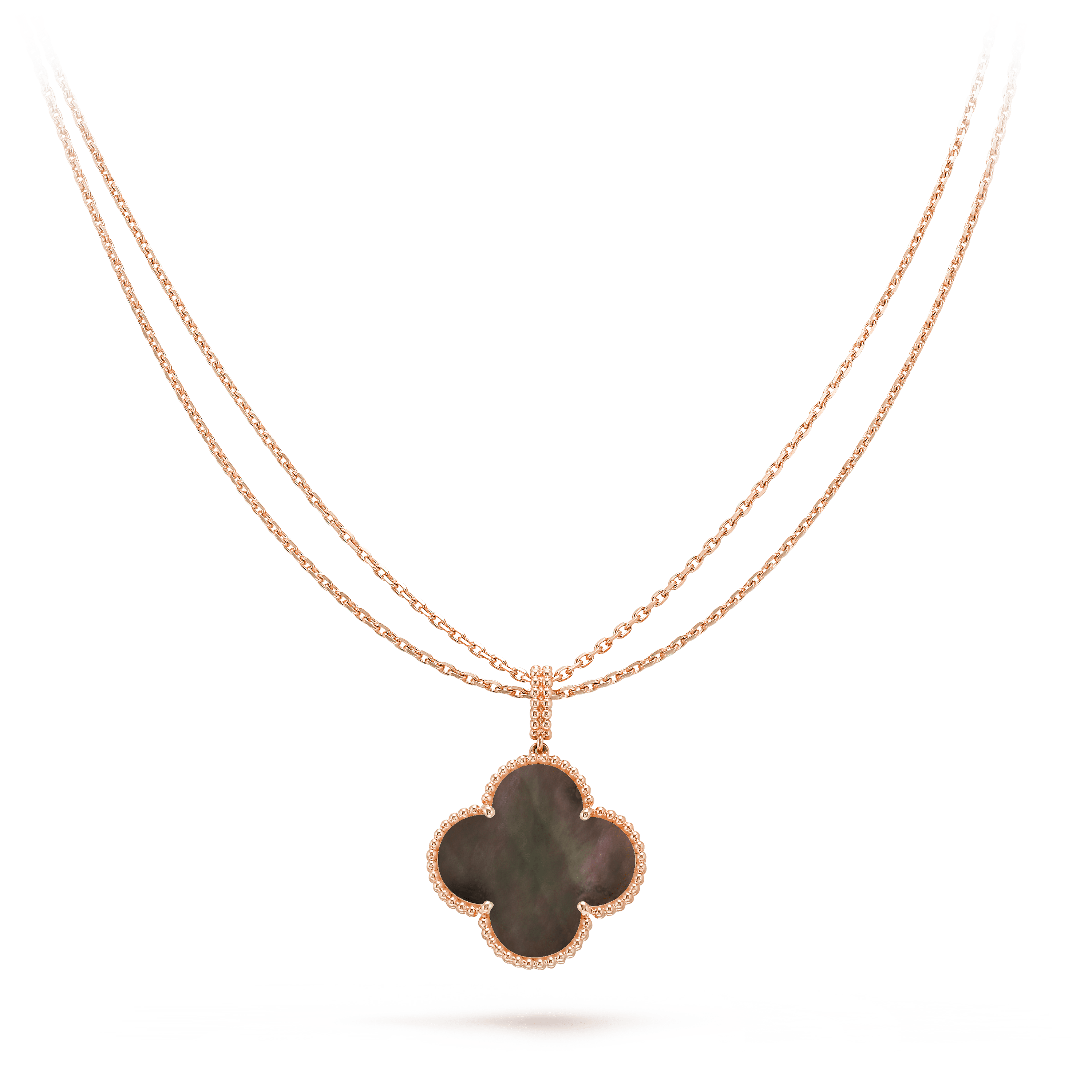 ??MIRA?¡¥CLOVER 25MM GOLD DARK MOP BIG CLOVER NECKLACE