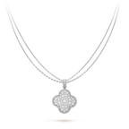??MIRA?¡¥CLOVER 25MM SILVER FULL DIAMOND BIG CLOVER NECKLACE