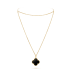??MIRA?¡¥CLOVER 25MM GOLD ONYX BIG CLOVER NECKLACE
